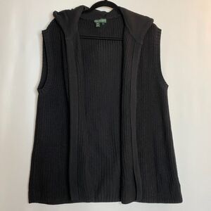 Lauren Jeans Company Ralph Lauren Sweater Hooded Sleeveless Cardigan Size L